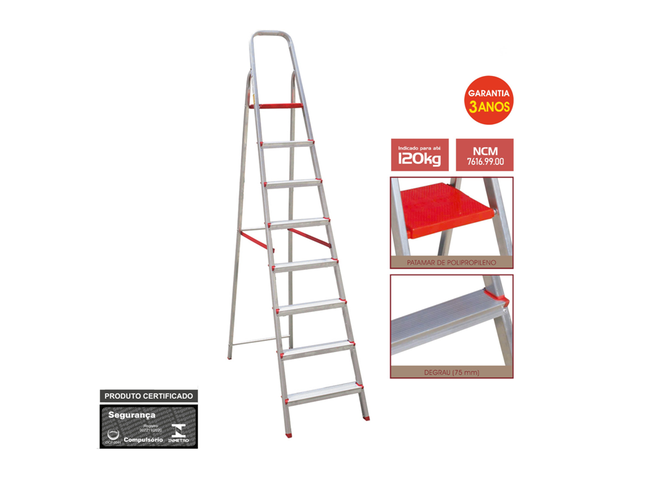 escada alumínio btf 8 degraus