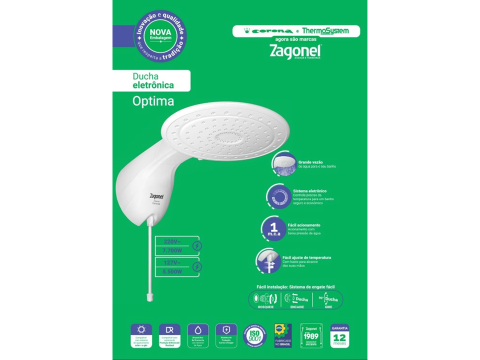 Ducha Eletrônica Optima 220V 7700W Zagonel - Imagem 2
