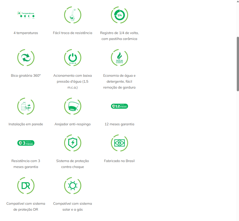 Torneira elétrica parede Luna