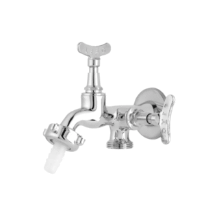 torneira metal dupla tanque ou jardim