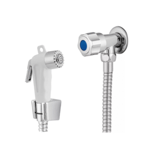 ducha higiênica branca com registro cromado modelo POP Leão Metais
