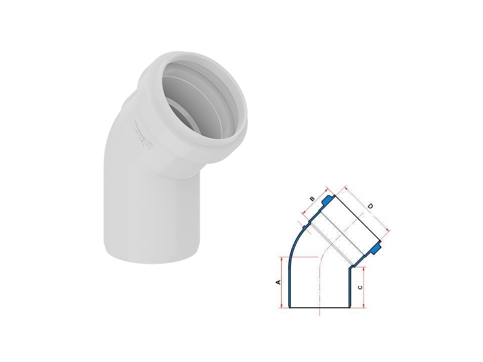 Joelho 45° Linha Esgoto Série Normal 100 mm Tigre - Imagem 2