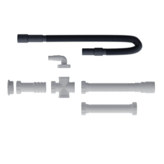 Sifão duplo branco e mangueira máquina de lavar extensivos Blukit