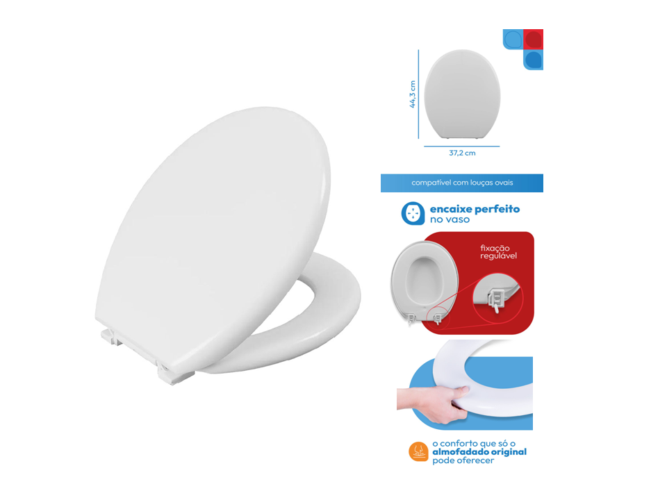 Assento Sanitário Oval Almofadado Original TPK/AS Branco Astra