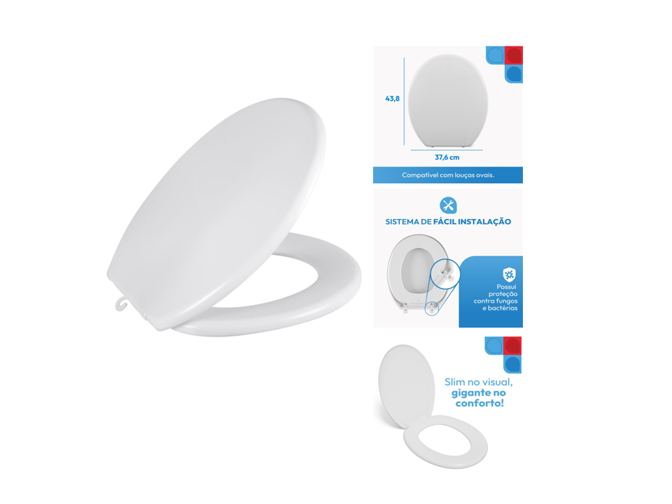 Assento Sanitário Oval Almofadado Slim TAJ/AS Astra