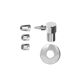 Adaptador de Latão Cromado para Filtro Rosca Macho 1/2" x Espigão 1/4" e 1/8" (7 e 5 mm) - Saída Lateral Censi 65021