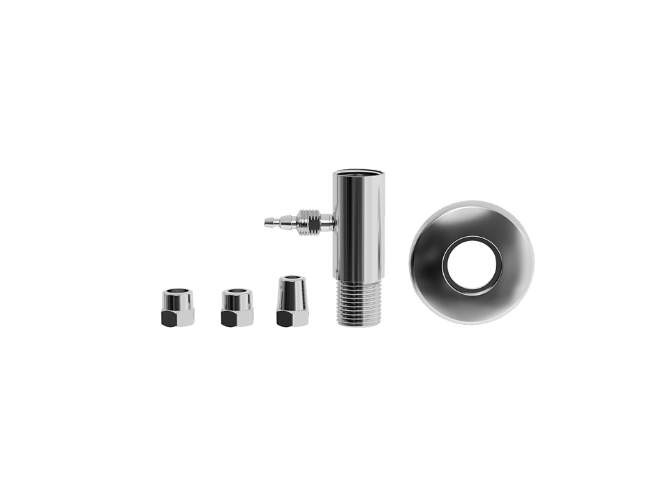 Adaptador de Latão Cromado para Filtro - Rosca 1/2" x 1/2" x Mangueira 1/4", 3/8" e 5/16" - Parede Censi 65023