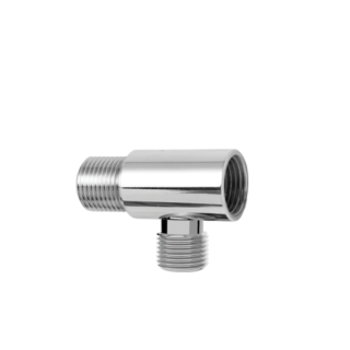 Conexão T em latão cromado (M) 1/2" (M) 1/2" (F) 1/2" Blukit 102305