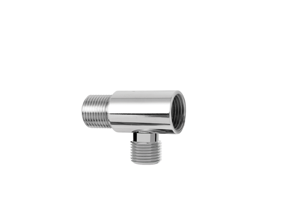 Conexão T em latão cromado (M) 1/2" (M) 1/2" (F) 1/2" Blukit 102305