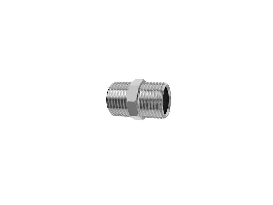 Niple Duplo em latão cromado rosca 1/2" (M) x 1/2" (M) Blukit 170621