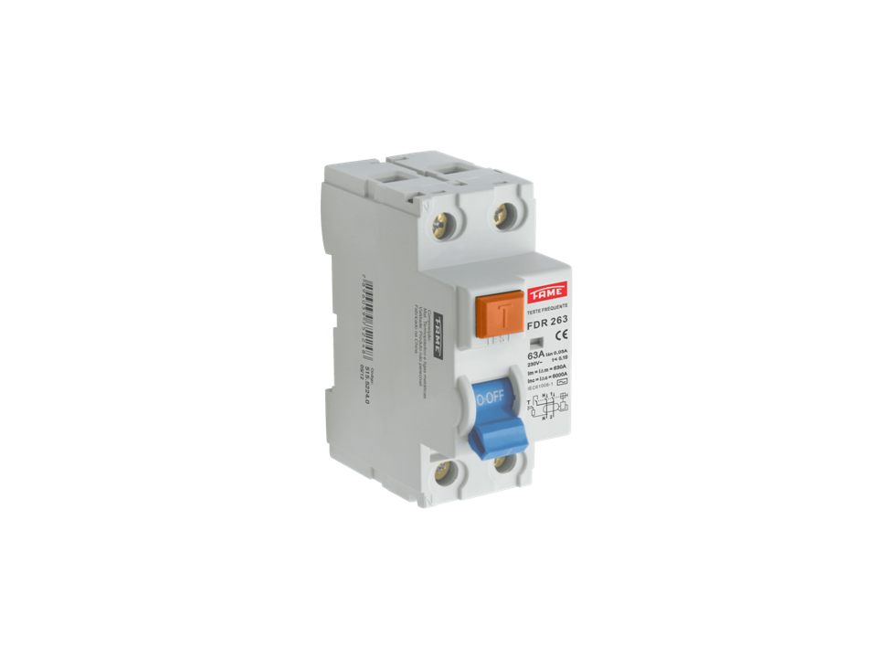 Dispositivo DR Interruptor Diferencial FD - 2P 63A 30mA - Condutor 16mm Fame 5224