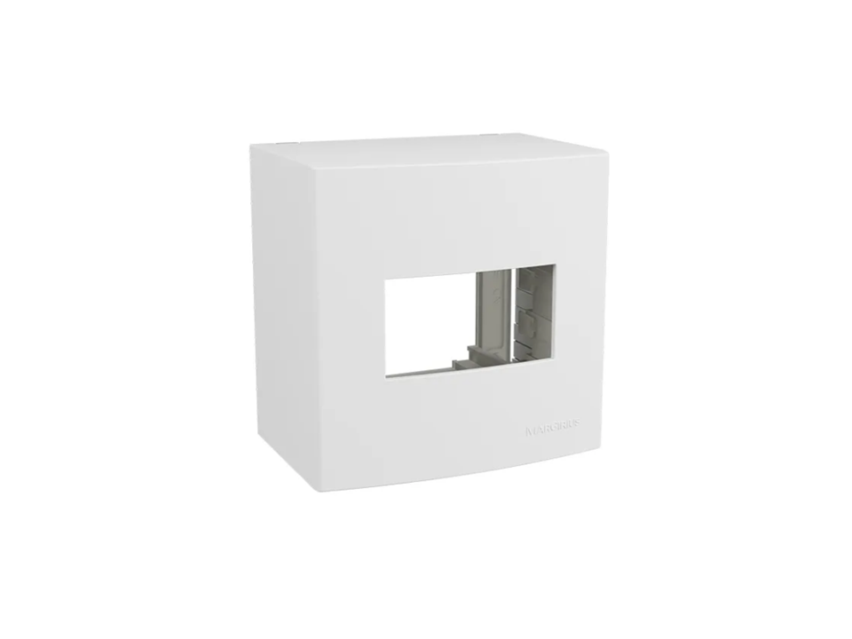 Caixa Sobrepor com Tampa + suporte 75x75mm 1 posto 75x75mm Branco Linha Sleek Margirius PA018643