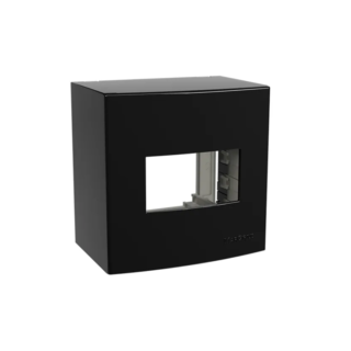 Caixa Sobrepor com Tampa + suporte 75x75mm 1 posto Preto Ebony Linha Sleek Margirius PA021206