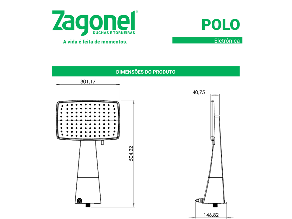 Ducha Polo Eletrônica 127V 5.500W Zagonel DPOEL55127BR03