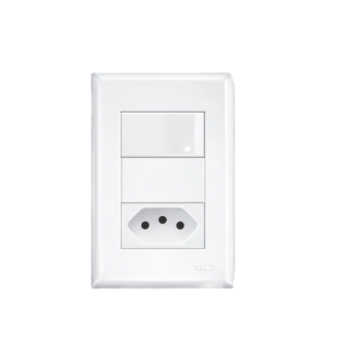 Placa e Suporte com Interruptor Simples e 1 Tomada 2P+T 20A 250V~ Branco Linha Evidence Fame 2918