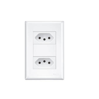 Sup. + Placa com 2 Tomadas 2P+T 20A 250V~ - Distanciadas Branco Linha Evidence Fame 2916